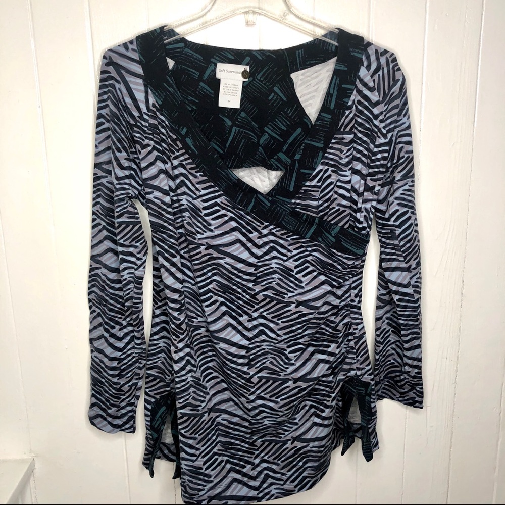 Soft Surroundings Faux Wrap Long Sleeve Tunic